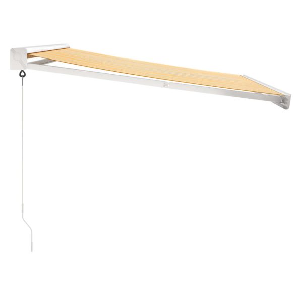 sárga-fehér szövet és alumínium behúzható napellenző 3,5x2,5 m