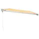 sárga-fehér szövet és alumínium behúzható napellenző 5 x 3 m