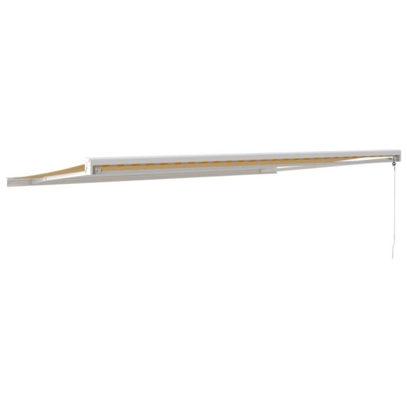 sárga-fehér szövet és alumínium behúzható napellenző 5 x 3 m