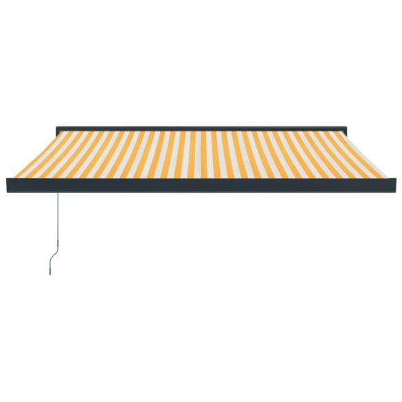 sárga-fehér szövet és alumínium behúzható napellenző 3 x 2,5 m