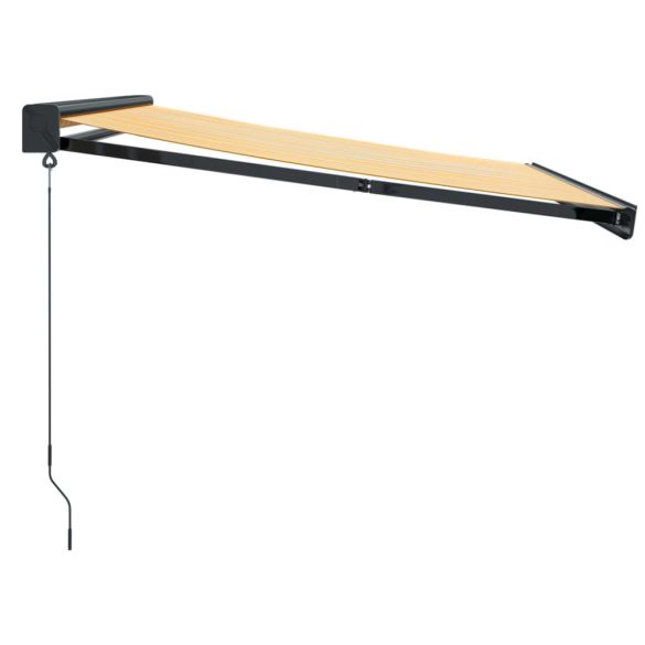 sárga-fehér szövet és alumínium behúzható napellenző 3,5x2,5 m