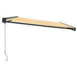 sárga-fehér szövet és alumínium behúzható napellenző 4 x 3 m