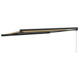 sárga-fehér szövet és alumínium behúzható napellenző 4 x 3 m