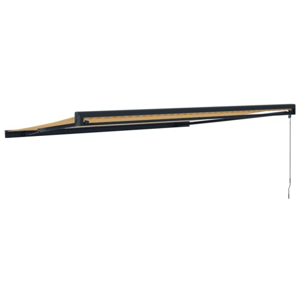 sárga-fehér szövet és alumínium behúzható napellenző 4 x 3 m