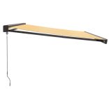 sárga-fehér szövet és alumínium behúzható napellenző 4,5 x 3 m