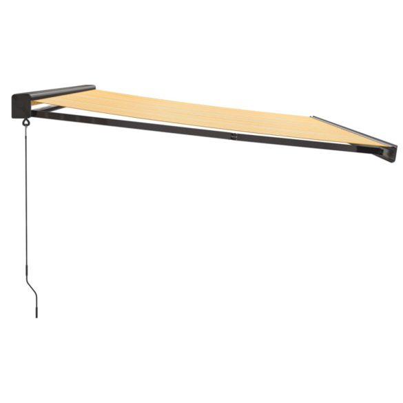 sárga-fehér szövet és alumínium behúzható napellenző 4,5 x 3 m