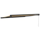 sárga-fehér szövet és alumínium behúzható napellenző 4,5 x 3 m