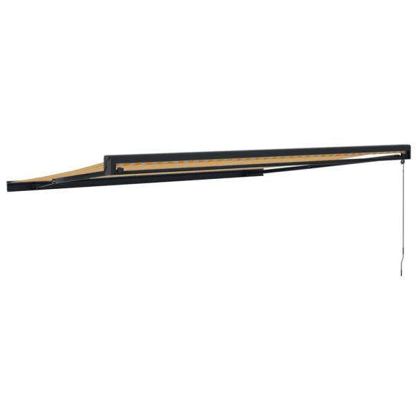 sárga-fehér szövet és alumínium behúzható napellenző 4,5 x 3 m