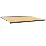 sárga-fehér szövet és alumínium behúzható napellenző 5 x 3 m