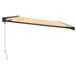 sárga-fehér szövet és alumínium behúzható napellenző 5 x 3 m