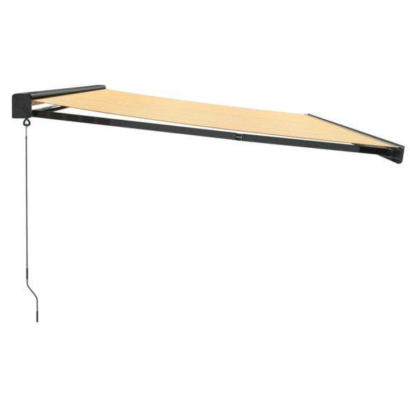 sárga-fehér szövet és alumínium behúzható napellenző 5 x 3 m