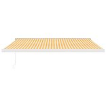 sárga-fehér szövet és alumínium behúzható napellenző 3 x 2,5 m