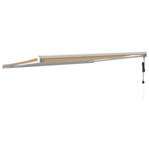 sárga-fehér szövet és alumínium behúzható napellenző 3 x 2,5 m