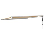 sárga-fehér szövet és alumínium behúzható napellenző 4,5 x 3 m