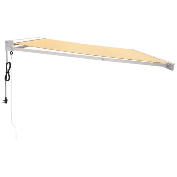 sárga-fehér szövet és alumínium behúzható napellenző 5 x 3 m