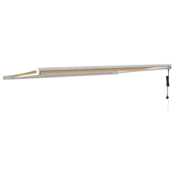 sárga-fehér szövet és alumínium behúzható napellenző 5 x 3 m