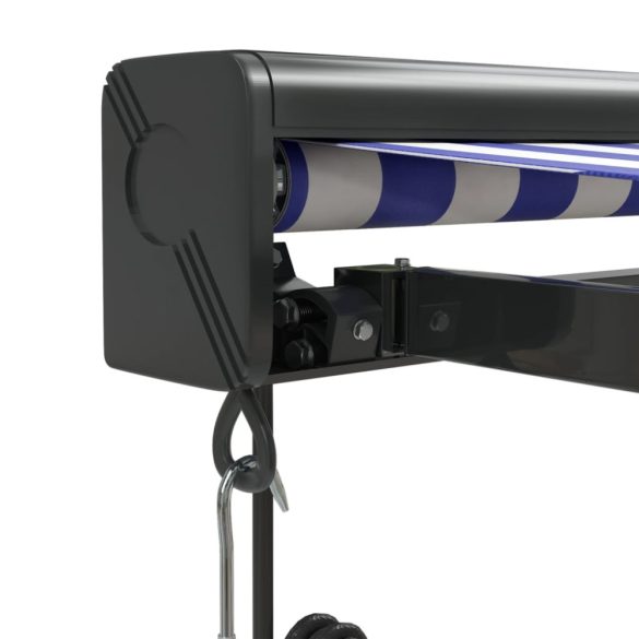 kék és fehér szövet és alumínium behúzható napellenző 4 x 3 m