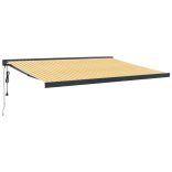 sárga-fehér szövet és alumínium behúzható napellenző 3 x 2,5 m