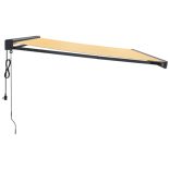 sárga-fehér szövet és alumínium behúzható napellenző 3 x 2,5 m