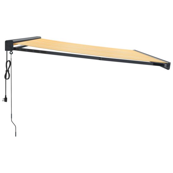 sárga-fehér szövet és alumínium behúzható napellenző 3 x 2,5 m