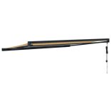 sárga-fehér szövet és alumínium behúzható napellenző 3 x 2,5 m