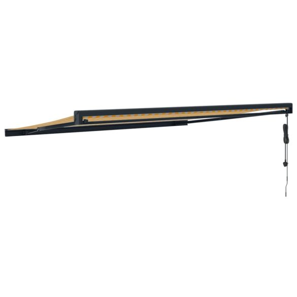 sárga-fehér szövet és alumínium behúzható napellenző 3 x 2,5 m