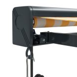 sárga-fehér szövet és alumínium behúzható napellenző 3 x 2,5 m