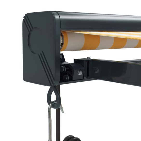 sárga-fehér szövet és alumínium behúzható napellenző 3 x 2,5 m