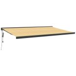 sárga-fehér szövet és alumínium behúzható napellenző 5 x 3 m