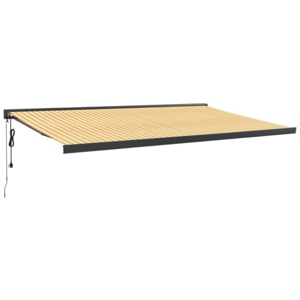 sárga-fehér szövet és alumínium behúzható napellenző 5 x 3 m