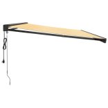 sárga-fehér szövet és alumínium behúzható napellenző 5 x 3 m