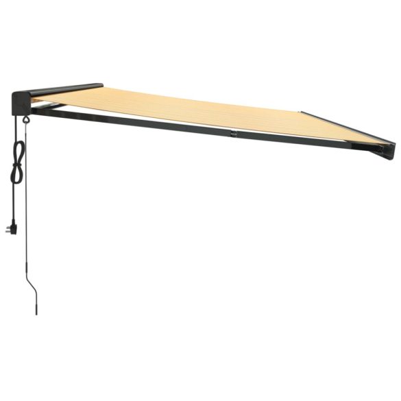 sárga-fehér szövet és alumínium behúzható napellenző 5 x 3 m