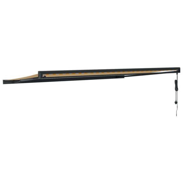 sárga-fehér szövet és alumínium behúzható napellenző 5 x 3 m