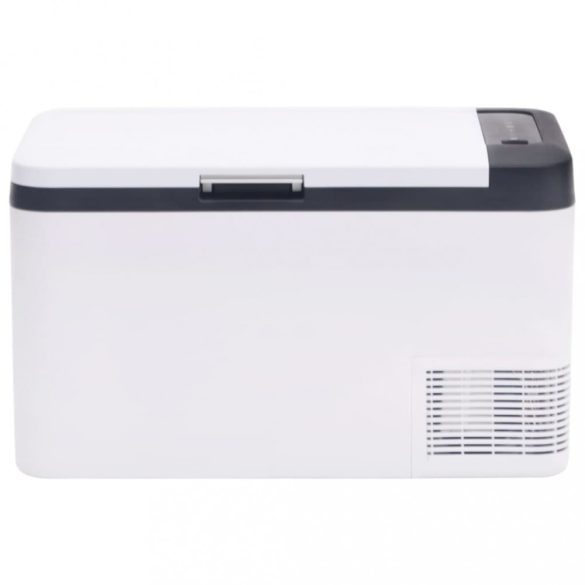 fekete-fehér PP-PE hűtőláda fogantyúval és adapterrel 25 L