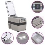 fekete-szürke PP-PE hűtőláda fogantyúval és adapterrel 55 L