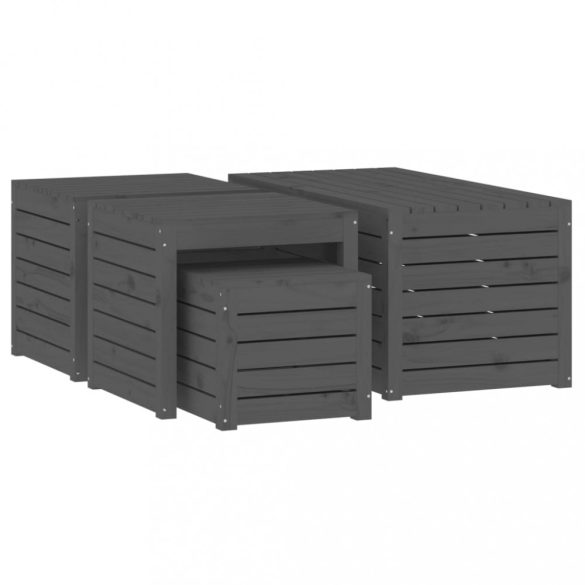 szürke 4 részes tömör fenyőfa kerti ládaszett