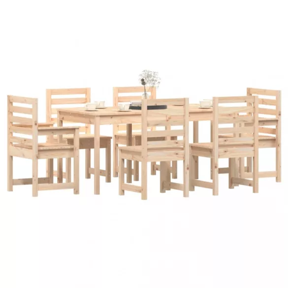 7 részes tömör fenyőfa kerti étkezőgarnitúra