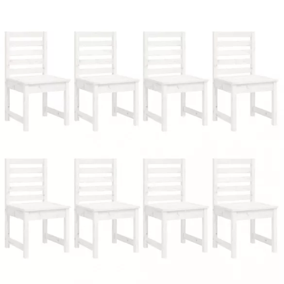 11 részes fehér tömör fenyőfa kerti étkezőgarnitúra