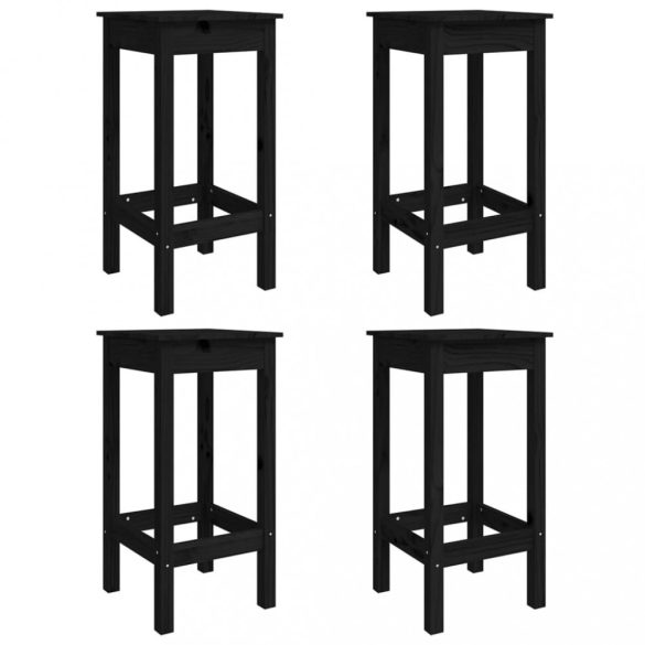 fekete 5 részes tömör fenyőfa kerti bárszett