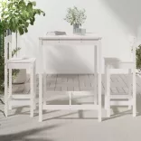 fehér 3 részes tömör fenyőfa kerti bárszett