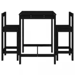 fekete 3 részes tömör fenyőfa kerti bárszett