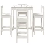 fehér 5 részes tömör fenyőfa kerti bárszett