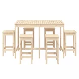 7 részes tömör fenyőfa kerti bárszett