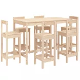 7 részes tömör fenyőfa kerti bárszett