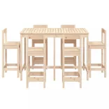 7 részes tömör fenyőfa kerti bárszett