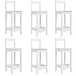 fehér 7 részes tömör fenyőfa kerti bárszett