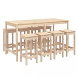 9 részes tömör fenyőfa kerti bárszett