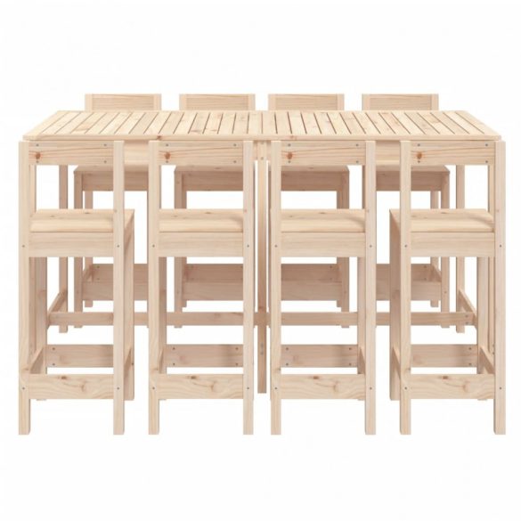 9 részes tömör fenyőfa kerti bárszett