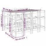 9 részes tömör fenyőfa kerti bárszett