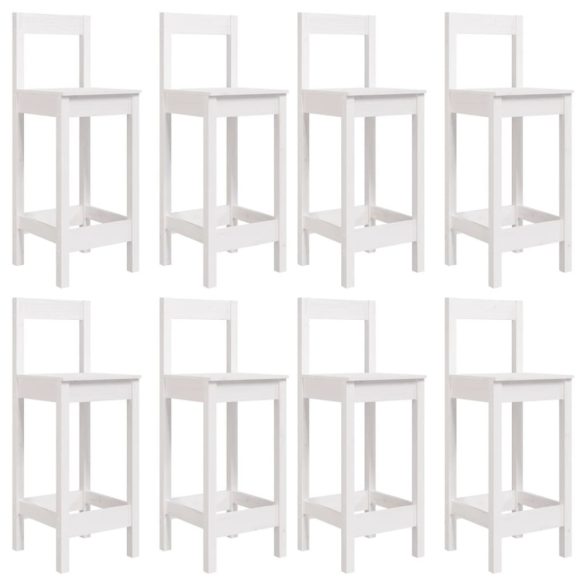 fehér 9 részes tömör fenyőfa kerti bárszett